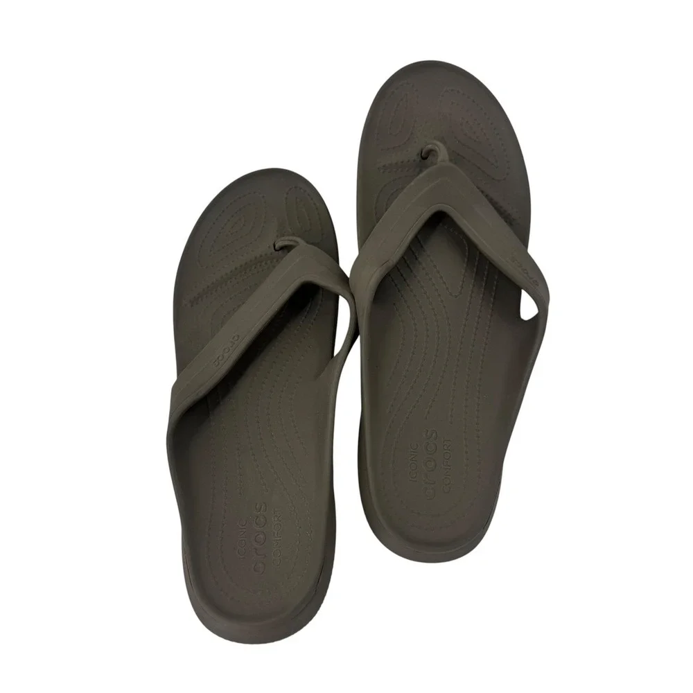 Crocs Classic‎ Flip Flop Sandals Mens tan Iconic Comfort Water Friendly Sz 13